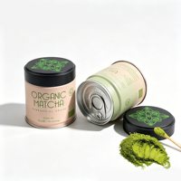 Boîte en fer blanc pour poudre de matcha en gros, personnalisable, recyclable, avec double couvercle, pour le stockage du thé vert japonais