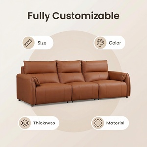 Modern Üç Kişilik Hakiki Deri Köşe Koltuk Geri Çekilebilir Şezlong Köpük Dolgulu Minderler Paslanmaz Çelik Ayaklar Villalar İçin - Product Image 6