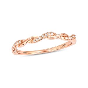10K Rose Gold Women Twist Anniversary Band Mother's Day <b>Stacking</b> factory custom 1/20cttw ZIRCON Stackable <b>Ring</b> - Product Image 2