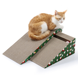 Gratte-<span class=keywords><strong>chat</strong></span> à <span class=keywords><strong>angle</strong></span> droit 2-en-1 et jouet pour animaux de compagnie en papier durable pour une utilisation sur plusieurs surfaces contre le mur - Product Image 1