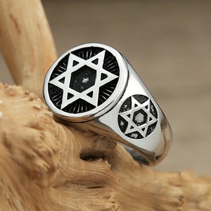 yunnique Men's Stainless Steel <b>Ring</b> Hexagram Star Design Punk Fashion Street Style Jewelry Gift <b>Size</b> 7 To 13 - Product Image 4