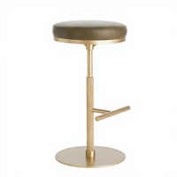 Tabouret de bar moderne, chaise pivotante réglable en hauteur en cuir avec cadre en acier inoxydable, pour cuisine, hôtel, café et usage domestique