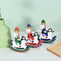 Figurines de Noël en bois Casse-noisette sur cheval à bascule, lot de 3, peintes à la main, ornement de table de Noël pour cheminée, étagère, cadeau