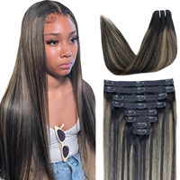 Extensiones de Cabello Natural con Clip, Cabello Virgen Remy de Doble Trama, Cabello Humano Real Liso para Trenzas, Cabello Rizado Birmano Natural