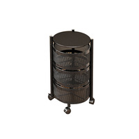 Panier à fruits et légumes de cuisine, chariot utilitaire rotatif rond, support de stockage de fil empilable à 5 niveaux avec roues pour fruits