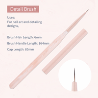 Ensemble de 7 pinceaux à ongles en nylon marbré rose premium avec capuchons anti-poussière individuels pour le nail art acrylique et les détails 3D