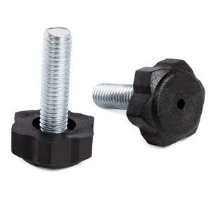 Pied de nivellement réglable, 22x10 mm, M8x37 mm, noir, filetage large 28 mm, épaisseur de base 10 mm. - Product Image 1