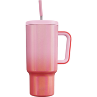 Gobelet isotherme double paroi 40 oz en acier inoxydable avec poignée et paille, revêtement poudré, pour café, vente en gros directe usine