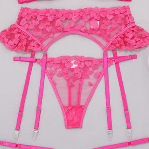 瑞艺高品质粉色刺绣内衣女式性感内衣定制3件套奢华内衣 - Product Image 6