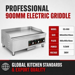 Commercial Electric Flat Top Griddle 900mm Countertop Smooth Plate Grill 380V Restaurant Griddle for Burger Steak Bacon - Product Image 6