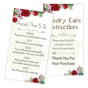 Jewelry Packaging Customer Direction Cards Jewelry Care Instructions Insert Jewelry Care Instructions Cards