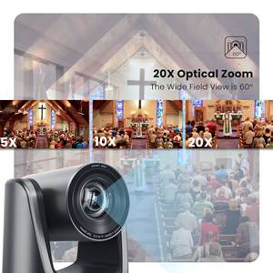 Cámara <span class=keywords><strong>de</strong></span> Conferencia PTZ TENVEO NV20H con Zoom Óptico <span class=keywords><strong>de</strong></span> 20x, USB/HDMI, Cámara <span class=keywords><strong>de</strong></span> Video <span class=keywords><strong>de</strong></span> 1080P y 60FPS para Transmisión en Vivo/Iglesia/YouTube/<span class=keywords><strong>Facebook</strong></span> - Product Image 3