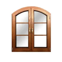 LongTai Diseño moderno Modelos franceses Dimensiones Arco de madera maciza Madera de teca Aluminio-Ventanas abatibles revestidas de madera