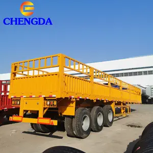 Brand New Factory Sale Side 60 Tons 3 Axle Flatbed Trailer With Side Wall
