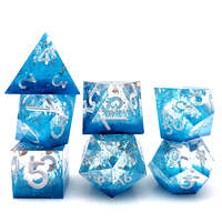 HS DICE – Nouvel ensemble de dés polyédriques en résine bleue, 7 pièces, pour jeux de rôle et de société Dungeons and Dragons (D&D)