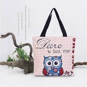 กระเป๋าผ้าแคนวาสทรงถังสไตล์เกาหลีลายนกฮูกใหม่ พร้อมซิปปิด สายสะพายสองเส้น ดีไซน์สีตัดกัน - กระเป๋าถือแฟชั่นผู้หญิง ขายตรงจากโรงงาน - Product Image 1