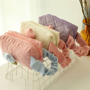 Cute Tulip Corduroy Eco-Friendly <b>Cosmetic</b> Bags Custom Zipper Lady Handle Large Capacity Storage <b>Organizer</b> Bridesmaid Fluffy - Product Image 6
