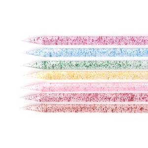 100 pièces/sac Poussoir à cuticules en cristal, stylo à double tête réutilisable en acrylique pailleté, outil de nail art pour salon, vente en gros - Product Image 2