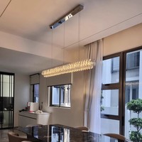 Lustre moderne en cristal de luxe suspendu long, style italien simple, pour la maison et les restaurants