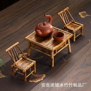 Bamboo Square Table Miniature <b>Retro</b> Decorative Collectible Desktop Ornament - Product Image 4