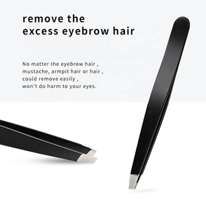 Eyelash Tweezers Customized Hot Sale Stainless Steel Anti-static Black Slanted Eyebrow Eyelash Tweezers