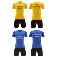 Maillots de football personnalisés, ensembles complets, uniformes pour adultes, 100% polyester, impression par transfert thermique, fermeture à cordon, automatisé