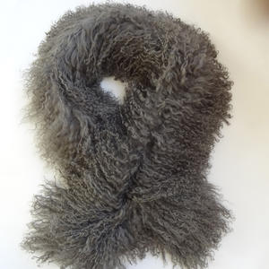 도매 긴 머리 티베트/몽골 양고기 모피 스카프 패션 진짜 모피 숄 스카프 천연 곱슬 양 모피 스카프 - Product Image 2