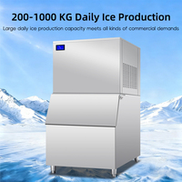 Machine à glace en flocons automatique commerciale en acier inoxydable 304 avec refroidissement par eau et moteur, capacité de stockage de 300 kg