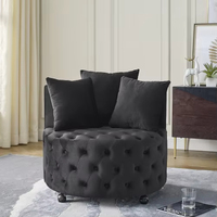 Fauteuils pivotants en velours italien noir de luxe, élégants et modernes, avec rembourrage en éponge
