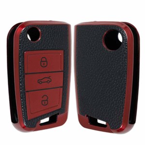 Huanyue Leather Textured Car Key Cover Tpu For Vw Golf 7 Lamando Polo Tayron Sagitar Lavida Plus Bora - Product Image 2