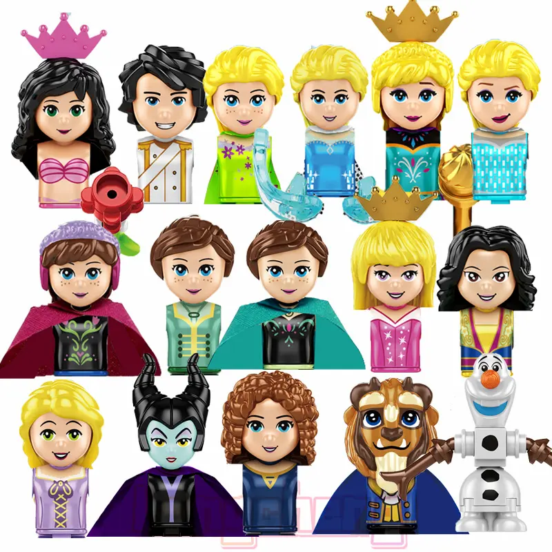 CY1013 CY1014 NEW Cartoon Character Elsa Anna Prince Eric MALEFOCENT MERIDA BEAST Building Blocks Dolls Toys Juguetes For Kids