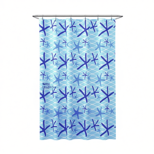 Rideau de douche Netty 180x200 cm motif étoile de mer bleue, décoration de salle de bain - Product Image 2