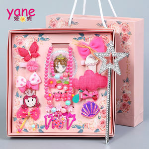 Prenses moda çocuk yüksek kaliteli pembe tarzı kolye takı küçük kelebek saç tokası seti - Product Image 1