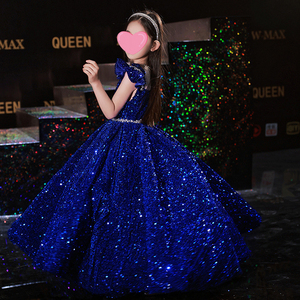 Bambini paillettes Flower Girl Dress Wedding Party Prom Gown elegante abito da sera da principessa per ragazze - Product Image 4