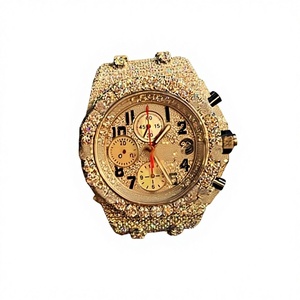 Reloj de Hombre Estilo Hip Hop con Aspecto de Diamantes, Visualización de Fecha, Correa de Acero Inoxidable y Cristal, Barra de Moissanita, Resistente al Agua - Product Image 1