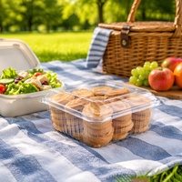 Boîte d'emballage carrée jetable en PET recyclable pour biscuits, transparente, en plastique, pour pâtisserie, gâteaux