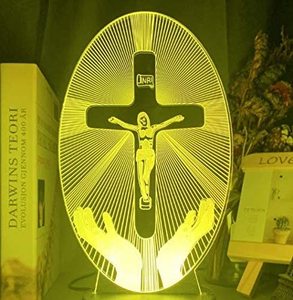 Lampe de table à LED 3D Jésus sur la croix, fonctionne sur piles, veilleuse - Product Image 3