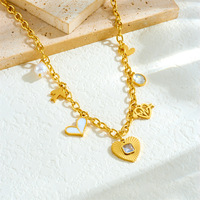 Collier pendentif cœur en acier inoxydable anti-ternissement avec chaîne épaisse, plaqué or 18 carats PVD, collier à breloques DIY pour femme