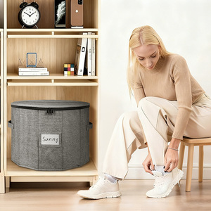 <b>Shoe</b> <b>Storage</b> Box Round Foldable Fabric 20-35L <b>Wardrobe</b> Organizer For <b>Shoes</b> - Product Image 1