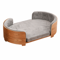 Nichoir ovale en bois durable pour chat avec coussin amovible et lavable, abri respirant et imperméable pour animaux de compagnie, intérieur/extérieur, 82 cm