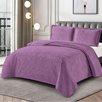 Selimut Kasur Quilted Ringan Bermotif Geometris Modern Warna Solid dengan Tekstur Embos Ultrasonik, Desain Cross-Border Boutique