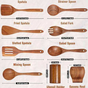 Ensemble d'ustensiles de cuisine en bois modernes et résistants à la chaleur pour la maison, cuillères et spatules, à prix abordable - Product Image 6