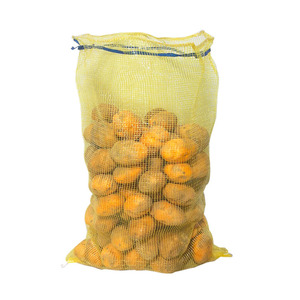 Sac en filet tubulaire tissé ventilé en PP, vide, 50 kg 50 lb, rouge, orange, vert, avec logo, pour oignons et pommes de terre - Product Image 1