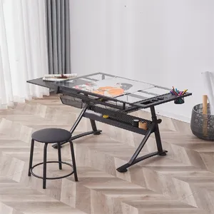 Customized MDF and Metal desk mesa de dibujo art wooden drawing table