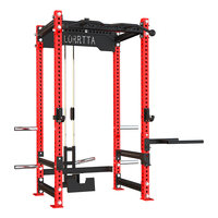 Máquina Smith Comercial con Power Rack, Polea Funcional, Estación de Ejercicios Pec Fly y Lat Pulldown