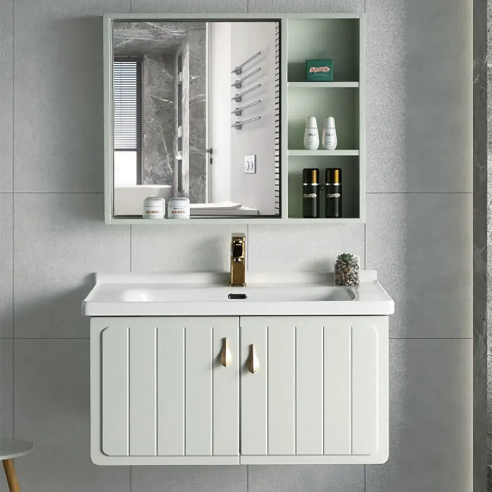 נושן מודרני זול חדש עיצובים אפיית צבע פנל קיר רכוב יחיד אגן יהירות אמבטיה הבלי ארונות