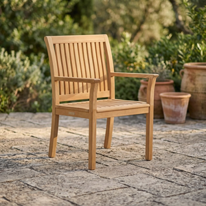 Fauteuil de salle à manger d'extérieur moderne et minimaliste en teck massif – Pied Saber, imperméable, écologique, durable et confortable - Product Image 3