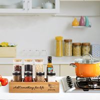 Maison Cuisine Comptoir Armoire Tiroir De Rangement Organisateur Boîte Réglable Bambou Bois Épice Rack