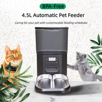 Pengumpan Hewan Peliharaan Pintar Versi Tombol Hitam 4.5L Kapasitas Besar Pengaturan Waktu Portion Layar LCD Pengisian Daya USB Otomatis untuk Kucing & Anjing