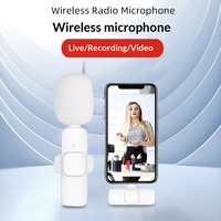 Microphone Lavalier sans fil K9 rose/blanc avec fonction un-vers-deux pour diffusion en direct sur iPhone et enregistrement multidirectionnel